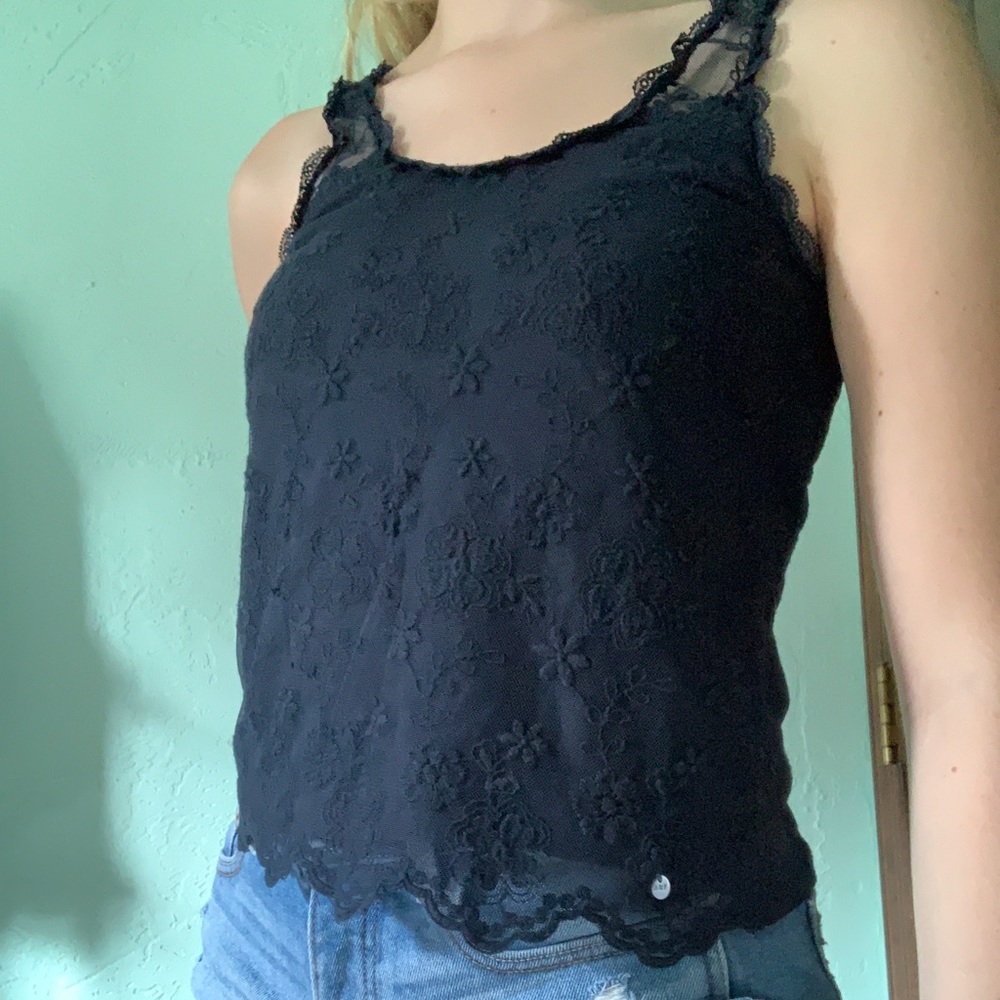 Abercrombie Lace Navy Blue Tank Top (XS)